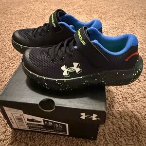 Under Armour Kids' Black Sneakers with Blue and Green Accents